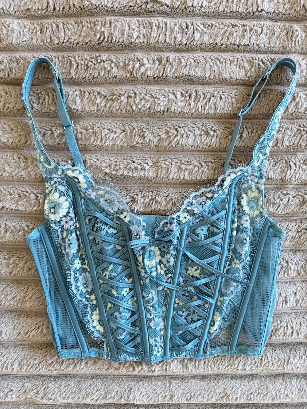 Victoria's Secret Dream Angels Corset Bra Top Blue Size XS